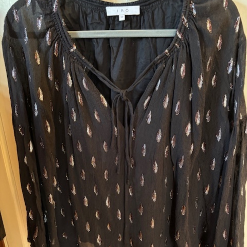 IRO silk blouse metalic thread.